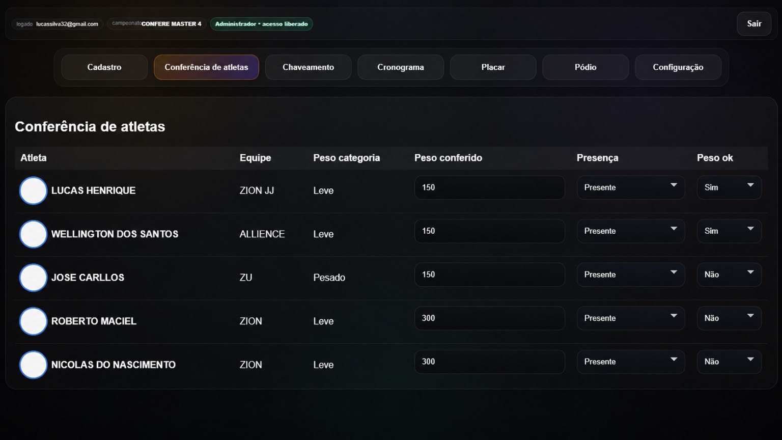 Conferência de atletas
